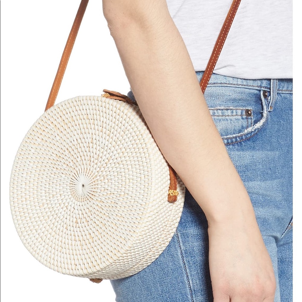 White Rattan crossbody bag